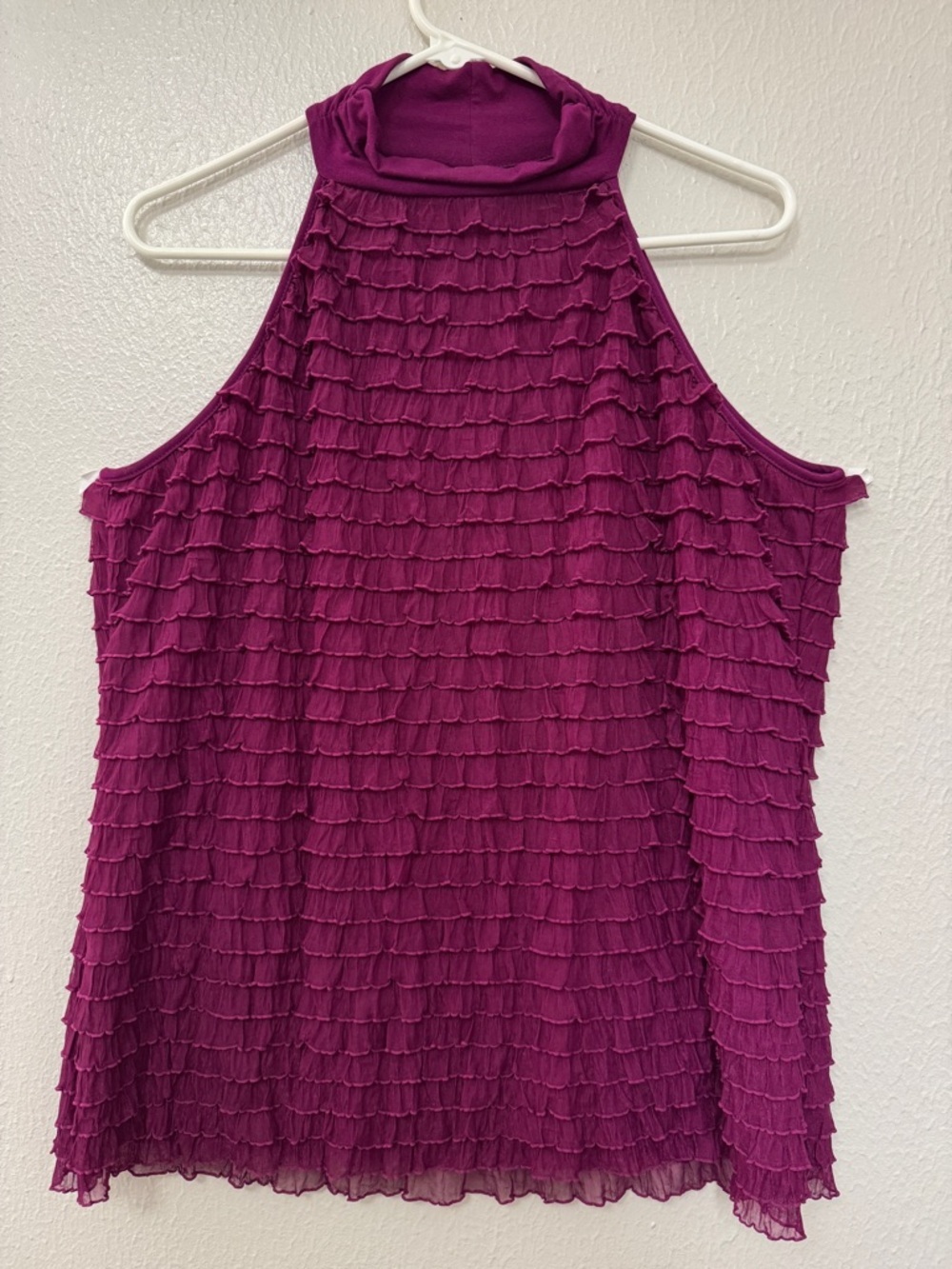 Cato Women’s Ruffle Halter Tank Top - Magenta XL